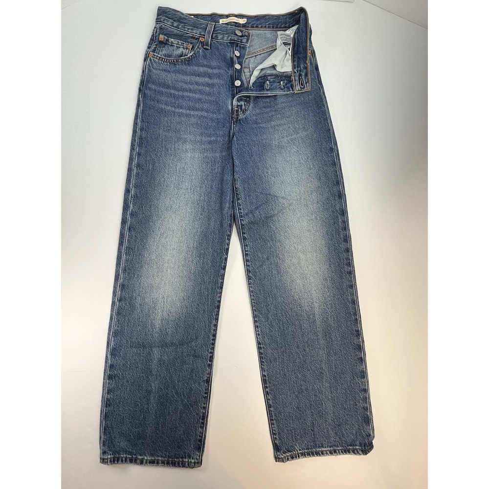 Levi's Premium Ribcage Straight Ankle Jeans Womens 27 Light Wash High Rise Big E